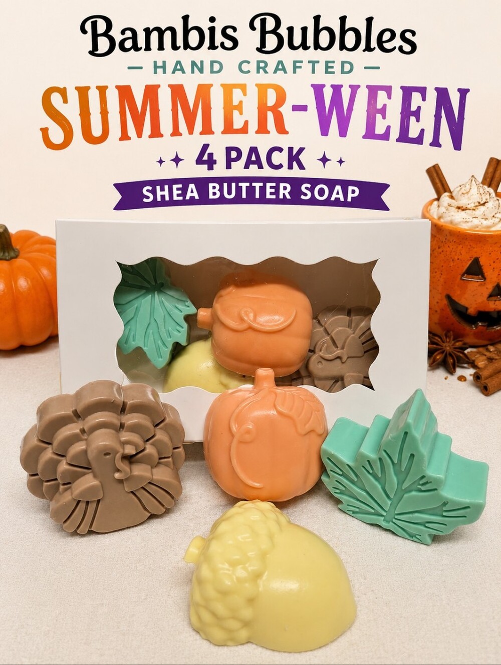 New! Summer-Ween 4-Pack Shea Butter Hand Soap  Gift Pack